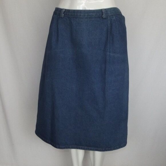 Vintage Denim Skirt, 41" Waist, Butttoned Vent, Pockets, Blue, Knee length - Picture 15 of 15
